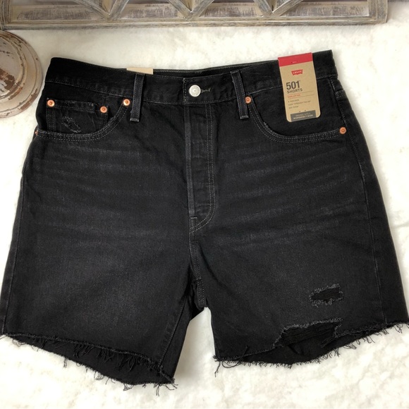 Levi's Pants - Levi’s 501 High Rise Cutoff denim shorts button fly Size 32 Black NWT
